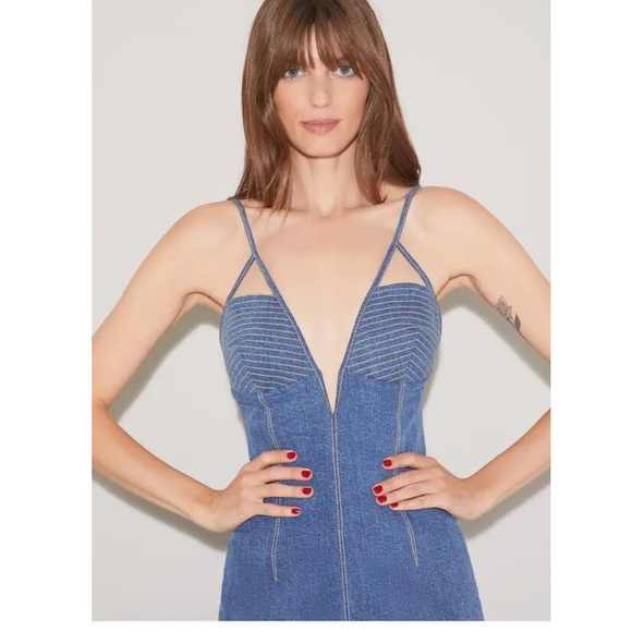 Fleur du Mal Asymmetrical Denim High Leg Dress in Denim. Worn once. - Picture 4 of 9